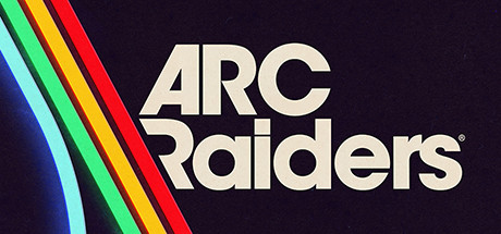 Official ARC Raiders logo in cream lettering beside red, yellow, green, and blue diagonal stripes on a dark background