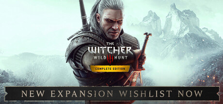 Official The Witcher 3 Wild Hunt Complete Edition Steam header artwork showing Geralt, Ciri, and Yennefer